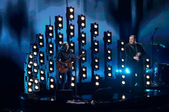 She was later joined by 33-year-old US country singer Combs, whose cover of the song went viral last year, on stage at the Crypto.com arena in Los Angeles.