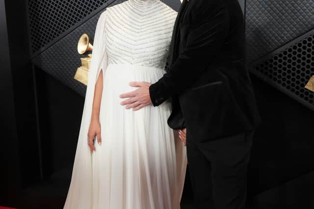 She accessorised the look by styling her newly cut bob into a pinned French roll – done by Davontae’ Washington – and jewellery from Bulgari, including diamond studs, a bedazzled snake-like choker necklace and a bracelet.