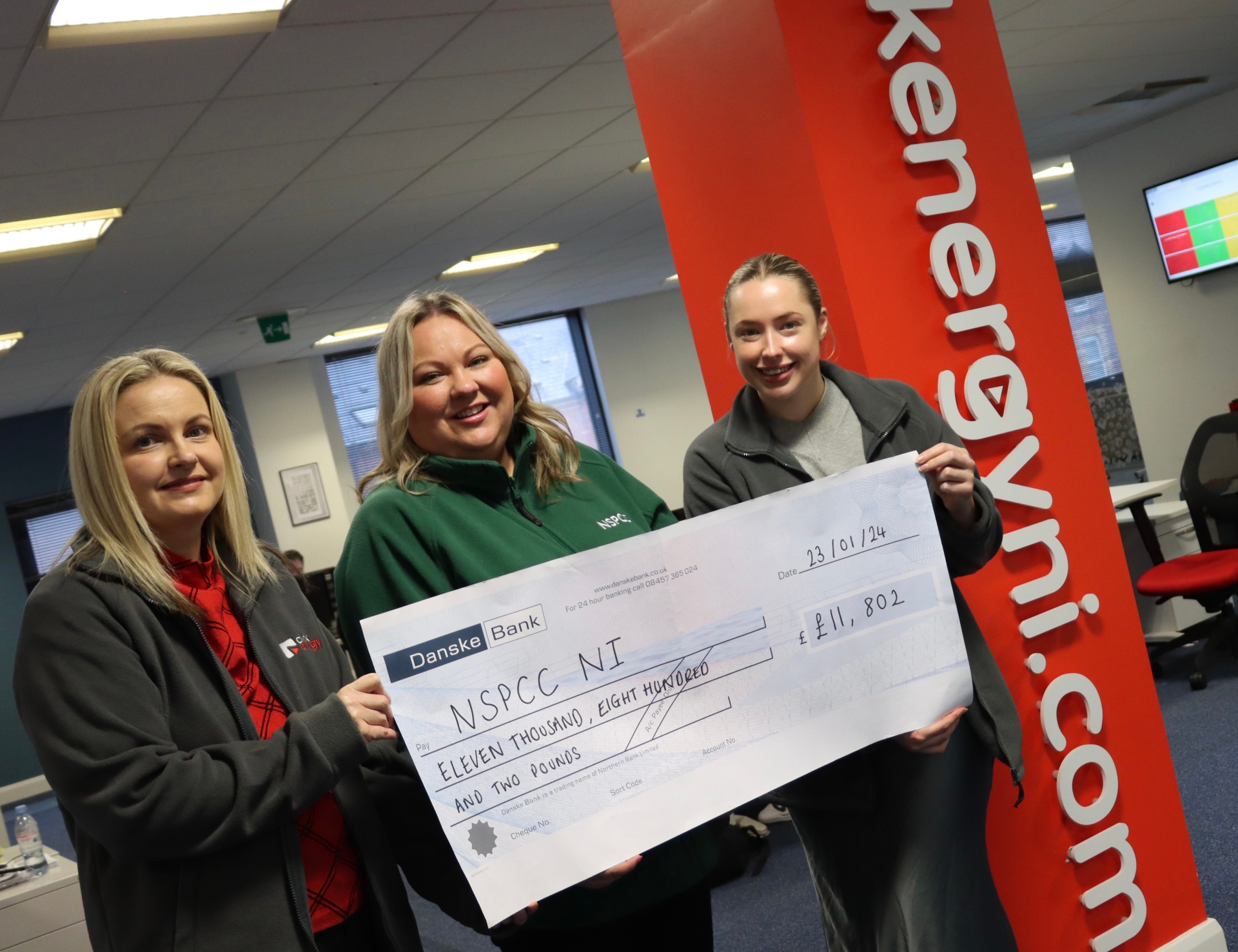 Click Energy staff pictured with Stefani Mearns, Supporter Fundraising Manager at NSPCC NI.