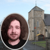St Mary's Church in Ramelton and (inset) the late Paul Mooney.