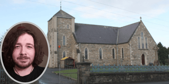 St Mary's Church in Ramelton and (inset) the late Paul Mooney.