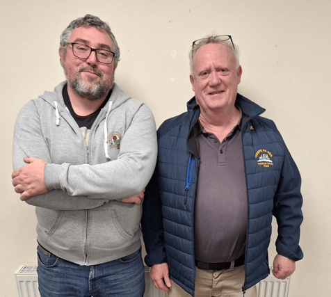 Conor English (right, Rockwell Rovers) was elected the 12th Secretary of West Tipperary GAA Board.. Pictured here are outgoing secretary John Morrissey (Galtee Rovers). Pic: John O'Shea