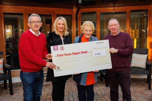 NPA Managing Director Anna May McHugh presents a cheque for €1,000 to Cuisle Centre Chairman Niall Kavanagh & board member Liam McEvoy pictured with Linda Meredith Local Enterprise Office Business