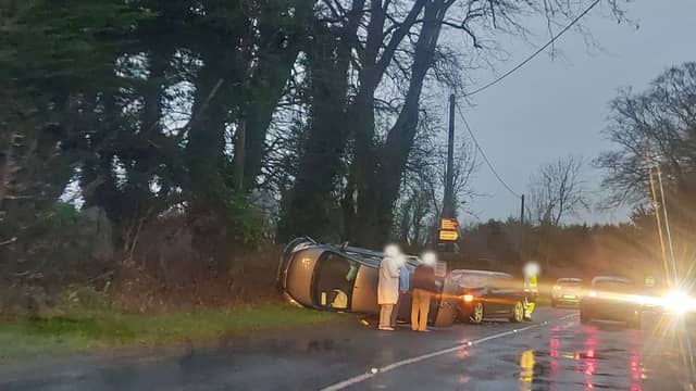 A picture from the scene of the collision