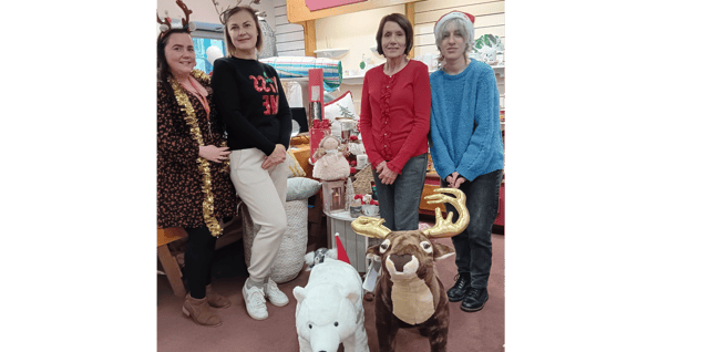 Local store manager Denise Carew (Shop Manager) alongside Svitlana Marchenko, Liz Branon and Jamie OMera in the Carrick on Suir Charity Boutique with some of the festive stock