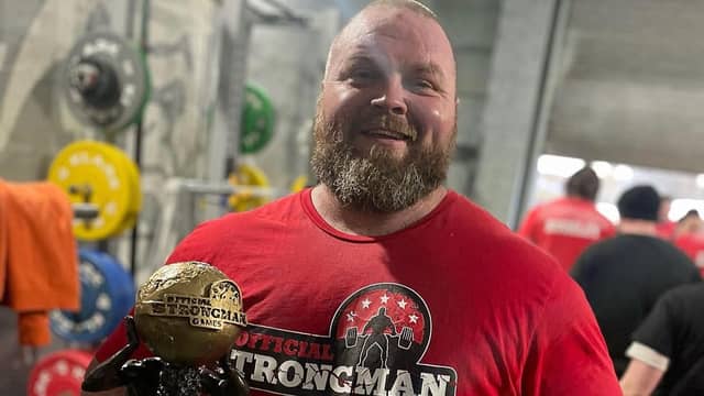 Sean Gillen from Clonmany following his victory at the Official Strongman Games Ireland’s Strongest Man in Ballymoney