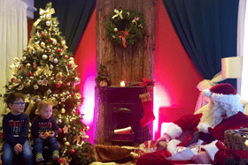 Santa's grotto at the Jurassic Newpark Christmas Experience