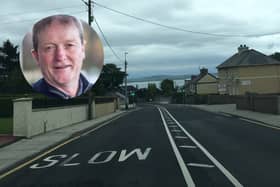 Part of the Active Travel scoping will investigate the possibility of a footpath continuing from Dunkineely out to the GAA pitch. Inset Cllr Noel Jordan.