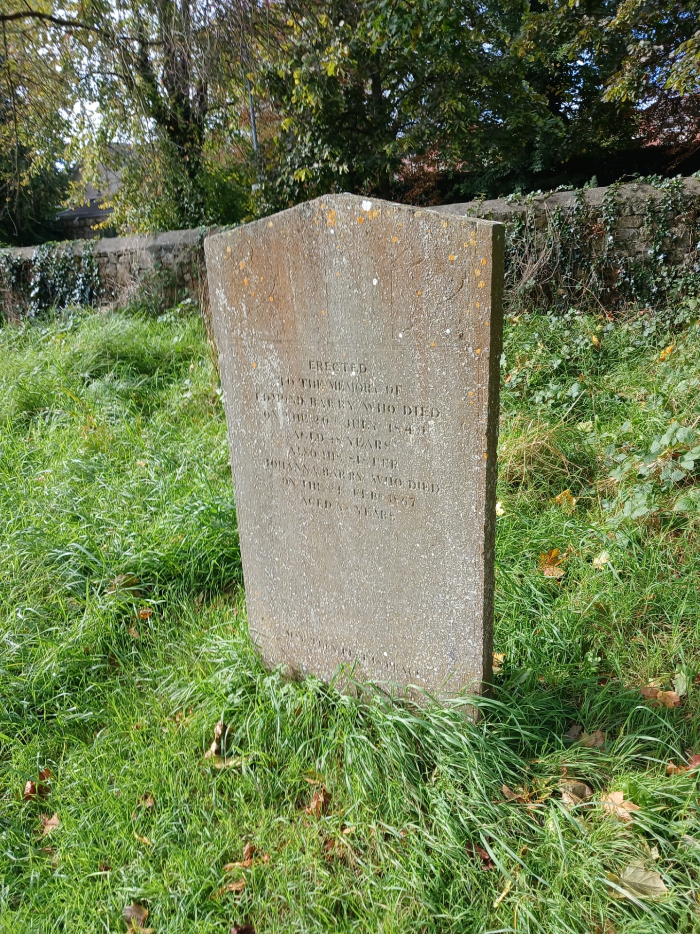A headstone at St Stephen’s Cemetery, Clonmel, marking an interment that took place in the  1840s. Some of the headstones in the cemetery date back as far as 1720.