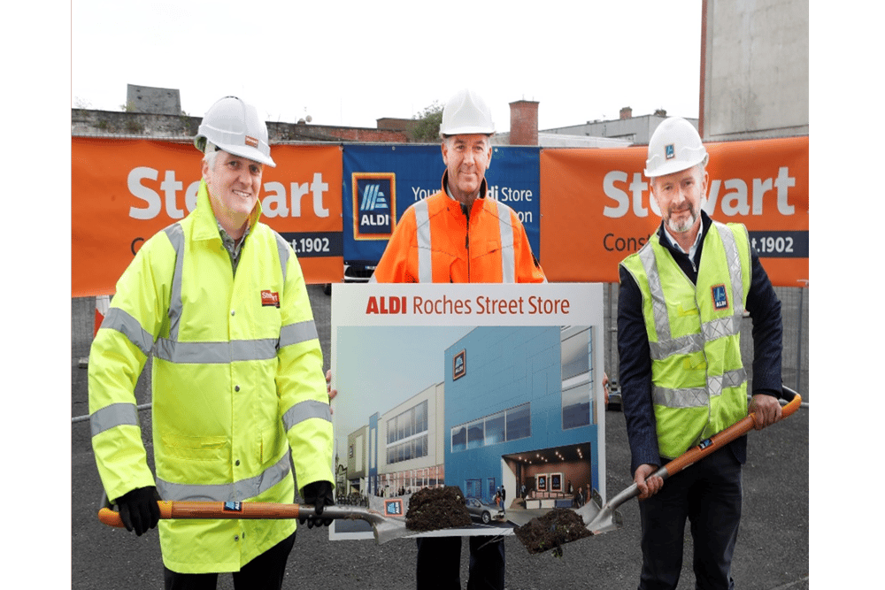 Pictured at Roches Street turning of the sod is from left to right: Brian Gorman, Managing Director, Stewart Construction, David Deady, Director, Deady Gahan Architects and Denzell Balfour, Real Estat