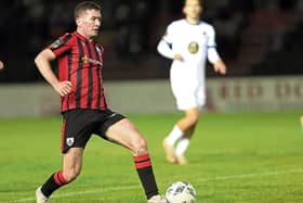 James Doona on the ball for Longford Town against Waterford FC. Action from the SSE Airtricity League First Division clash at Bishopsgate on Friday night last Photo: Syl Healy