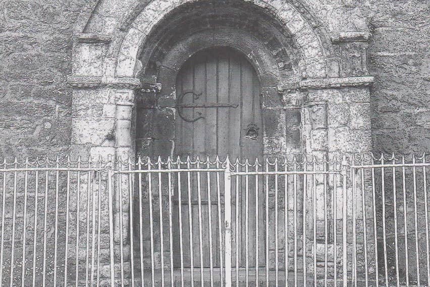 The doorway at St Lachtain's in Freshford