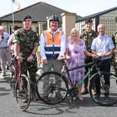 Sheila Donnelly (centre) pictured with Mayor of Kilkenny, Joe Malone (left), Cathaoirleach of Kilkenny County Council, Michael Doyle (right), and members of the Defence Forces PICTURE: Vicky Comerford