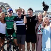 Kilkenny's Mia Griffin celebrates winning stage four of the Rás na mBan with her family Picture: Lorraine O’Sullivan