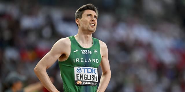 Mark English competes in the men's 800m heats at the World Athletics Championships at the National Athletics Centre in Budapest. Photo by Sam Barnes/Sportsfiile