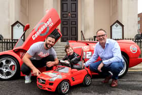 Irish Rugby star Robbie Henshaw met with little James Garrahan and his family and carers ahead on Cannonball in aid of the The Jack and Jill Children's Foundation .