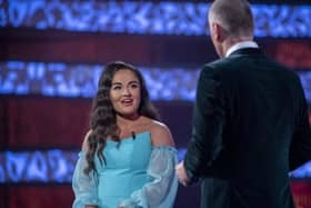 Rachel Duffy being interviewed on stage