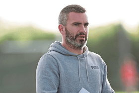 Ciaran Gallagher, the manager of his native club Mostrim  Photo: Syl Healy