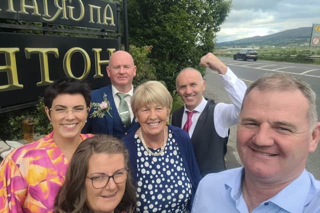 Their reception was taking place later in the evening at An Grianan Hotel in Burt, were plenty of those in attendance were keeping tabs on how Carndonagh were getting on in Letterkenny, in the Donegal Intermediate Hurling Cup final against MacCumhaill's.