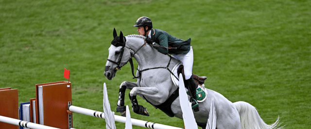 Max Wachman competing on Berlux Z in the Longines FEI Nations Cup during the Longines FEI Dublin Horse Show. Picture: Piaras Ó Mídheach/Sportsfile