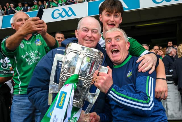 The last man up the steps on Sunday was Limerick’s leader John Kiely. As he brought the Liam MacCarthy Cup for a spin around the Hogan Stand in Croke Park, before it went on a lap of honour around the pitch, John spotted a familiar face in the stands - Joe McKenna (pictured below).
