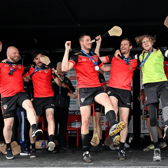Germany Red celebrate after winning the Hurling International Division 1 Plate Final at the FRS Recruitment GAA World Games 2023 I PICTURE: Sportsfile