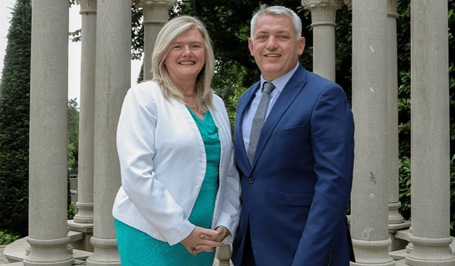 Sinéad Dooley, Head of Public Engagement at Eirgrid, with Allan Shine, CEO of the County Kildare Chamber. Pic supplied by Lorraine O'Sullivan.