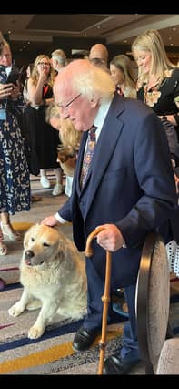 Rudy welcomes President Michael D Higgins to the Lyrath Estate hotel