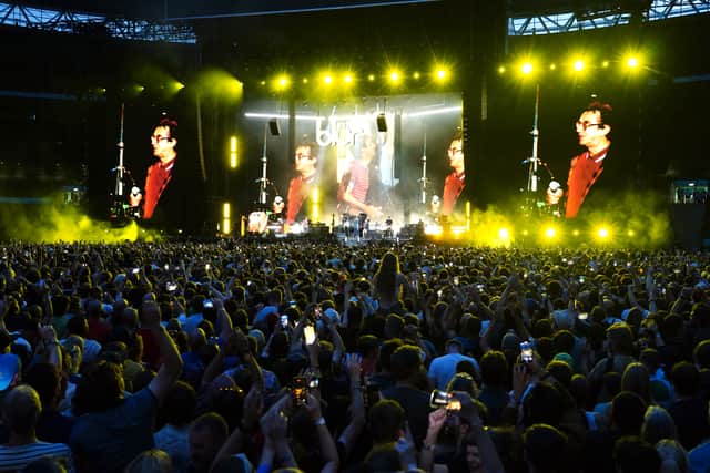 The singer made several references to the stadium’s long history, getting fans to chant “Wembley, Wembley” at the start of the encore.