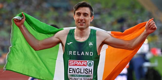 Mark English of Ireland celebrates after finishing third in the Men's 800m final. Photo: David Fitzgerald/Sportsfile