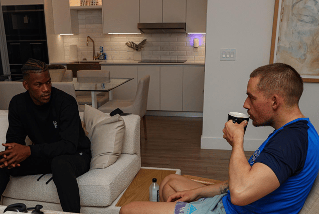 No dribbling: Dermot Kennedy shares a cuppa with basketball great Jimmy Butler in Miami I PICTURE: Instagram