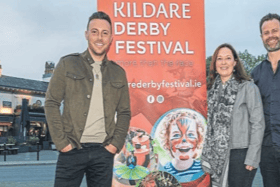 Singer Nathan Carter pictured with Orla Murtagh and Brian Flanagan of the Festival committee.