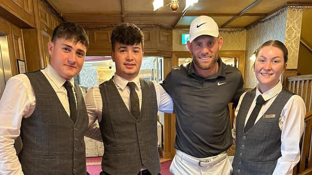 James Milner with staff members at Ballyliffin House and Tess Rose Spa. Photo: Ballyliffin House and Tess Rose Spa fb