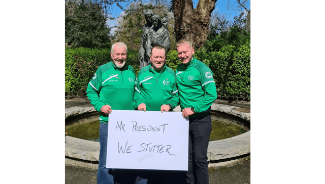 Templemore's Michael Ryan, centre, makes a plea to meet President Joe Biden during his visit to Ireland
