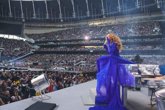 The tracks were paired with Beyonce’s signature sassy choreographed routines, with theatrics which included her appearing in a glittery clam shell during new track Virgo’s Groove, a moving walkway on stage, fireworks, a giant horse prop and futuristic video projections.