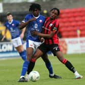 Emmanuel James pictured in action for Longford Town against Treaty United in the SSE Airtricity League First Division clash at Bishopsgate on Saturday night Photo: Syl Healy