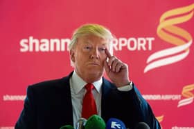 Donald Trump pictured at Shannon during his 2014 visit | PICTURE: Sean Curtin