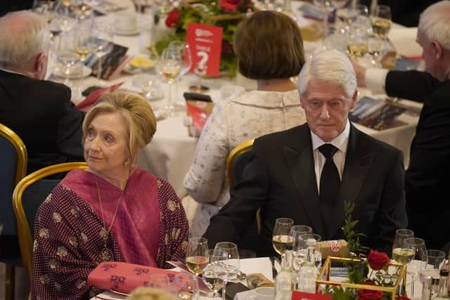 Former US secretary of state Hillary Clinton, who is hosting the Agreement 25 conference as part of her role as chancellor at Queen’s University in Belfast, chaired the panel discussion between the three former leaders.