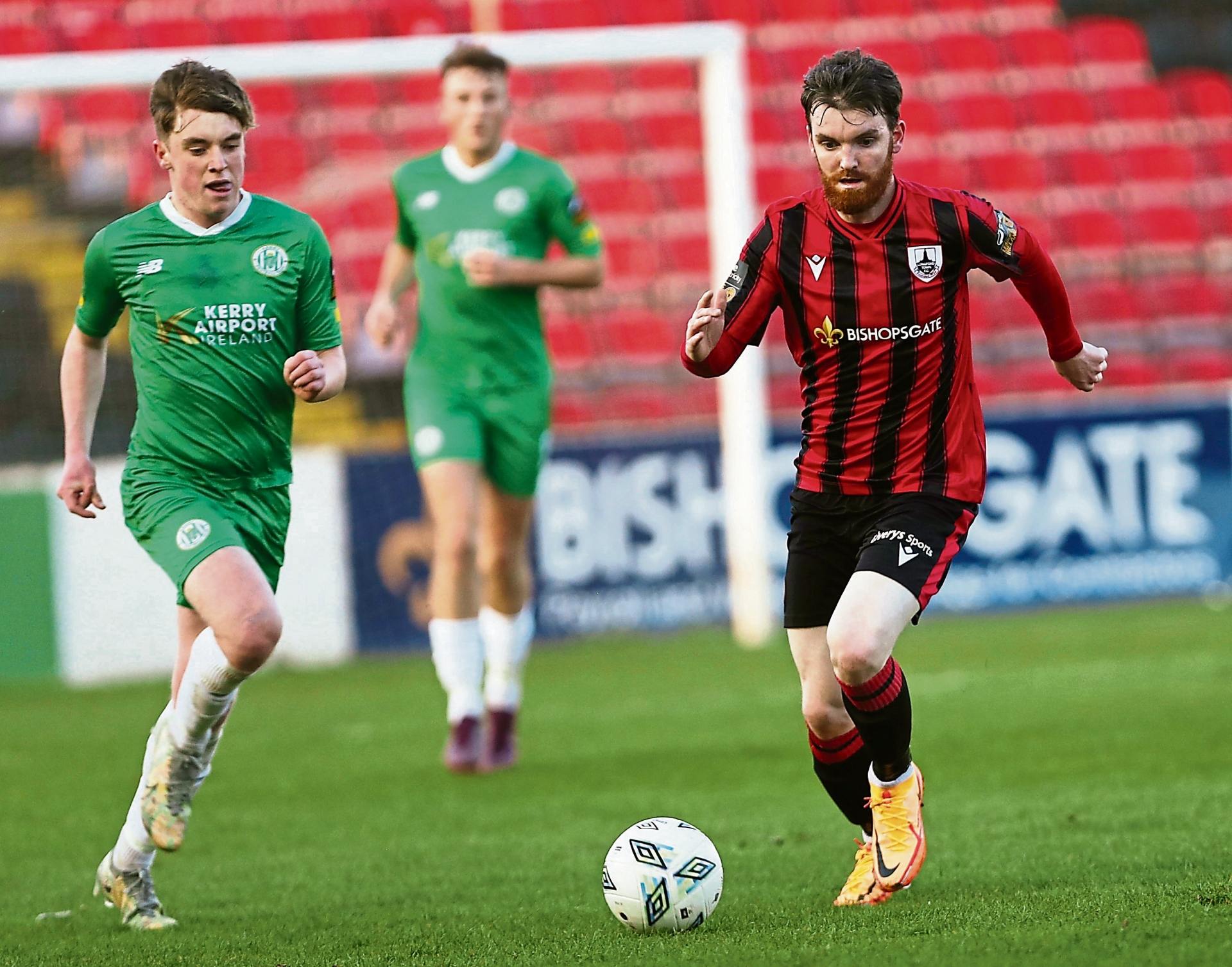Gary Armstrong pictured in action for Longford Town against Kerry FC in the SSE Airtricity League First Division game at Bishopsgate on Saturday night last Photo: Syl Healy