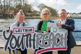 Best Overall entry: Leitrim Youthreach - sponsored by The Landmark Hotel. Cathriona Glancy O’Shea and Karen Murray receiving the prize from Colm McGrath, Carrick Chamber president. Pics Gerry Faughnan