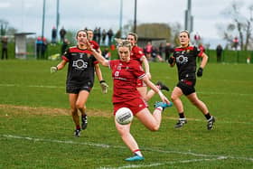 Laura Collins of Louth attempts a score. Pictures: Warren Matthews
