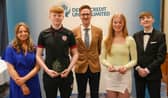 Contribution to Sport Award Winners David Stewart and Sophie Parlour with Conán Doherty and DCU Youth Committee Members Ava Doherty and Tony Bradley.