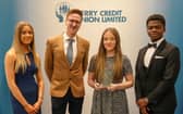 Leadership Winner Jessica Nicholl with keynote speaker Conán Doherty and DCU Youth Committee members Cara McGeehan and John Akhionbare.