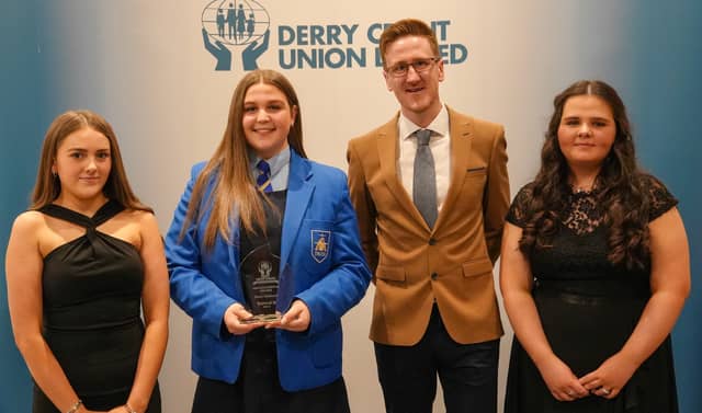 Volunteering Award Winner Emer Rabbett with Conán Doherty and DCU Youth Committee Members Zara Shiels and Abbie Doherty
