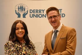 Youth Committee Award Winner Tina MacHugh with keynote speaker Conán Doherty.
