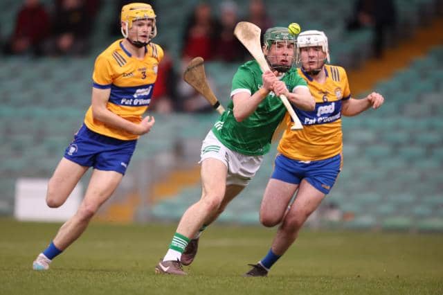 Limerick's Sean Duff scores their first goal in the minor win over Clare. PICTURE: Keith Wiseman