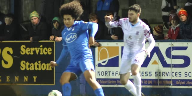 Filip Da Silva on the ball for Finn Harps. Photos: Joe Boland (North West Newspix)