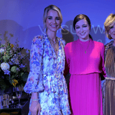 Limerick Live's Meghann Scully pictured with Vogue Williams and Sandra Wilson at Brown Thomas in Limerick