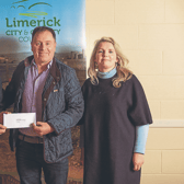 Tommy O'Sullivan, Kilfinnane Burial Ground, with Cathaoirleach Francis Foley and Director of Services Limerick City and County Council Nuala Gallagher