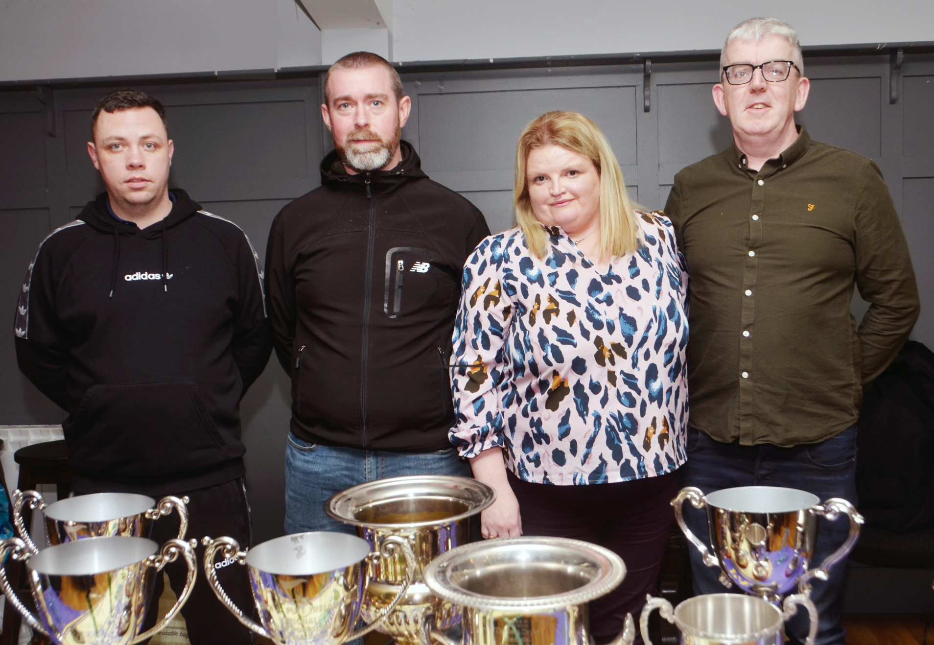 From left to right: George Goodman, Alan Hogan (national foursomes title winners), Gráinne Shelly and Derek Shelley (national mixed foursomes title winners).